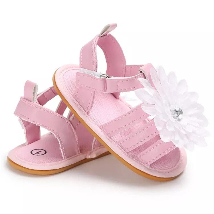 Pink Baby Sandals Baby Flats Baby Girl Shoes Baby Girl Etsy