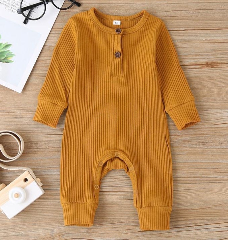 Ribbed Button Romper Baby Gender Neutral Romper Baby Etsy