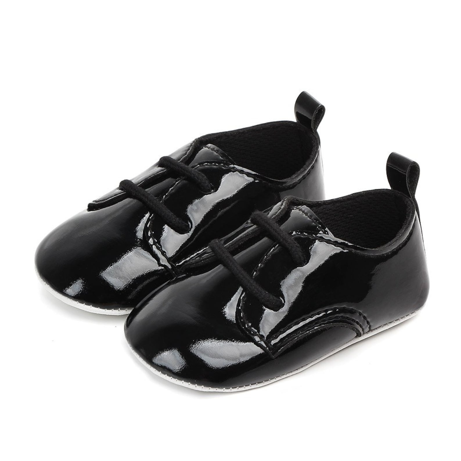 Baby Boy Black Dress Shoes Baby Boy Glossy Black Shoes Etsy