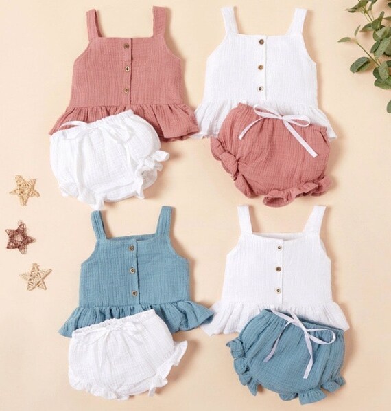 Baby Linen Outfit Baby Linen Diaper Cover Linen Tank Top Etsy