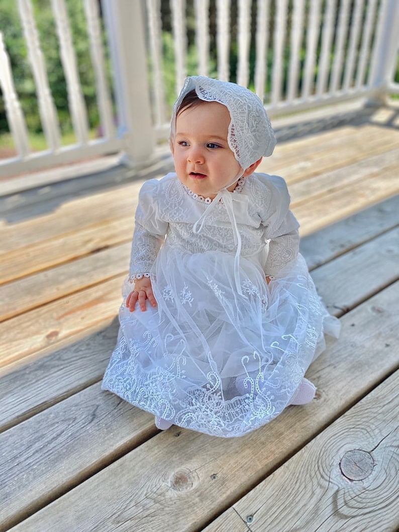 Komplette Taufe Outfit Baby Mädchen Langarm Taufe Kleid | Etsy