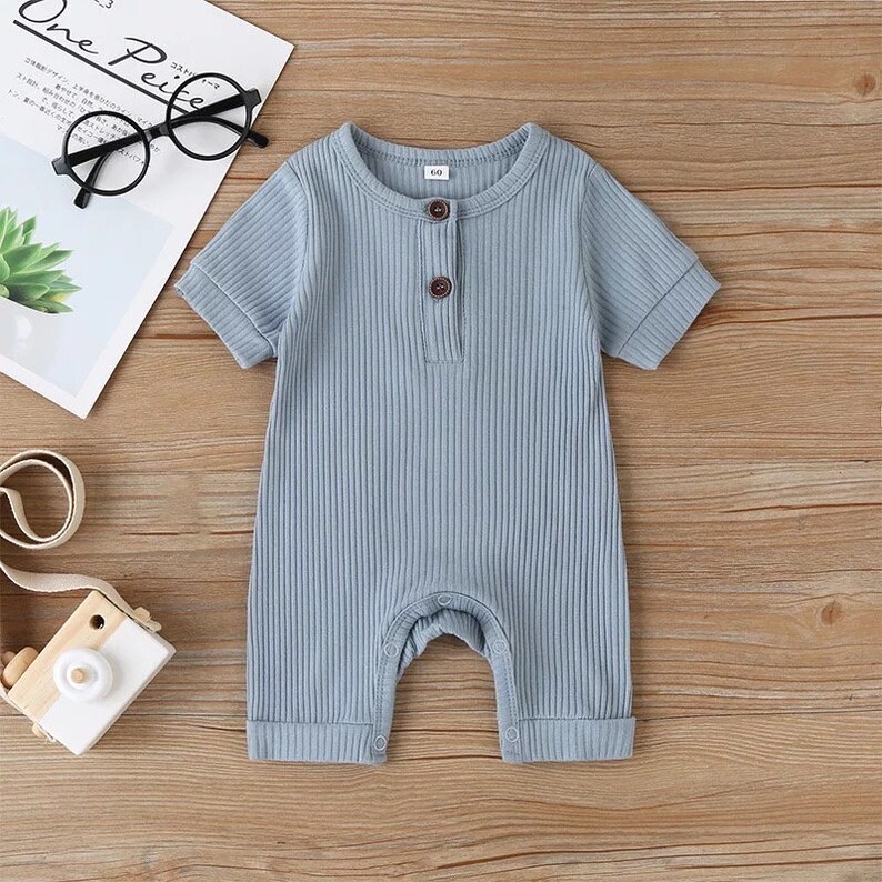 Ribbed Button Romper Baby Gender Neutral Romper Baby Etsy