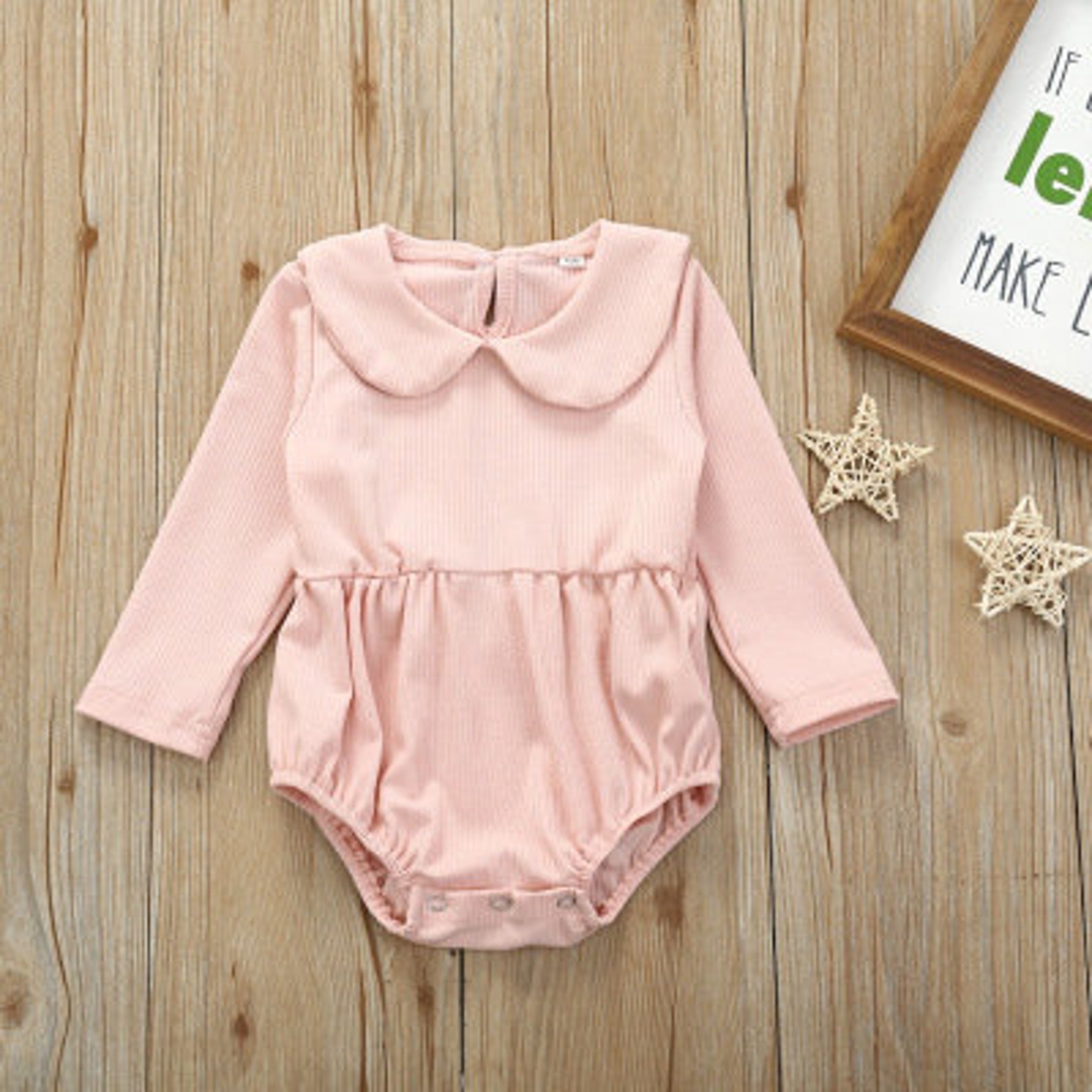 Ribbed Romper with Collar Baby Girl Spring Romper Baby Etsy