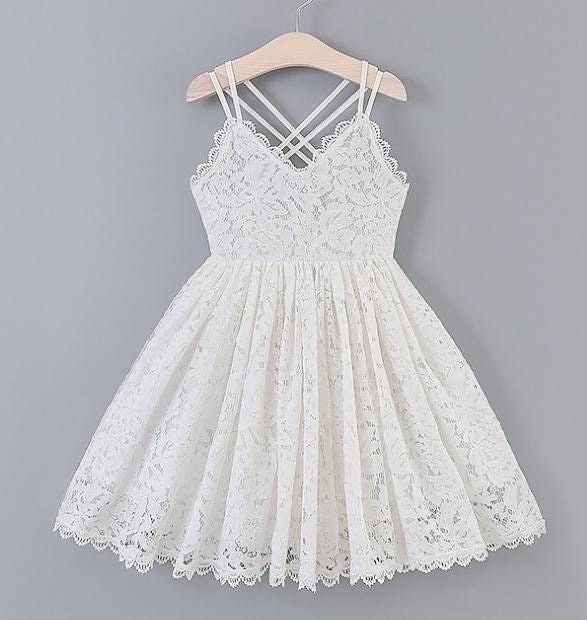 White Flower Girl Lace Dress White Ivory, Girl Lace Dress, White Lace…