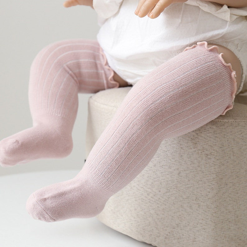 Baby Girls Ruffle Top Knee High Socks Baby Girl Knee High Etsy