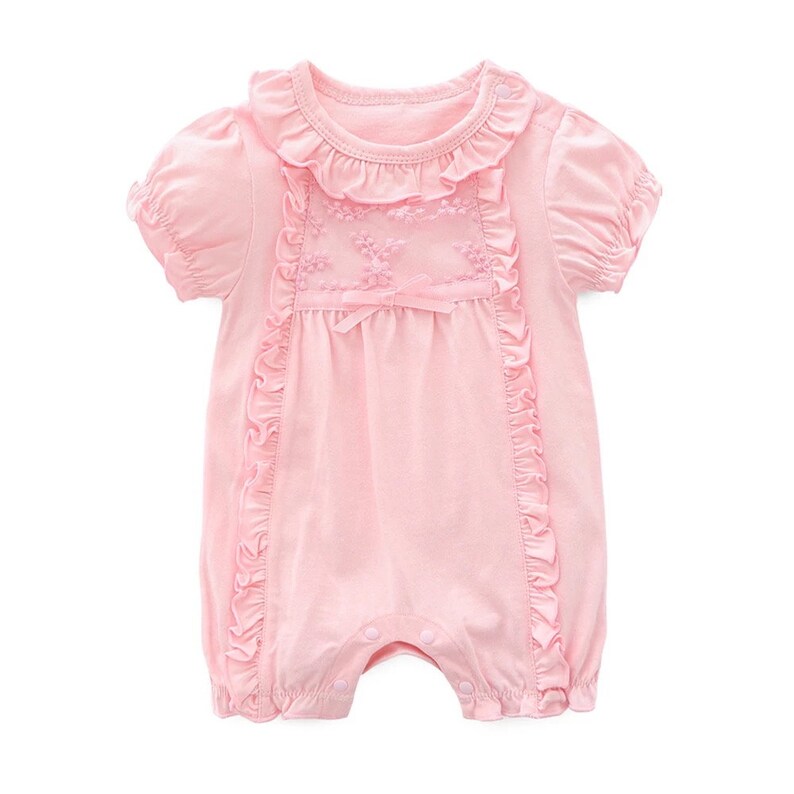 Pink Baby Girl Romper Pink Baby Girl Clothes 1st Birthday Etsy