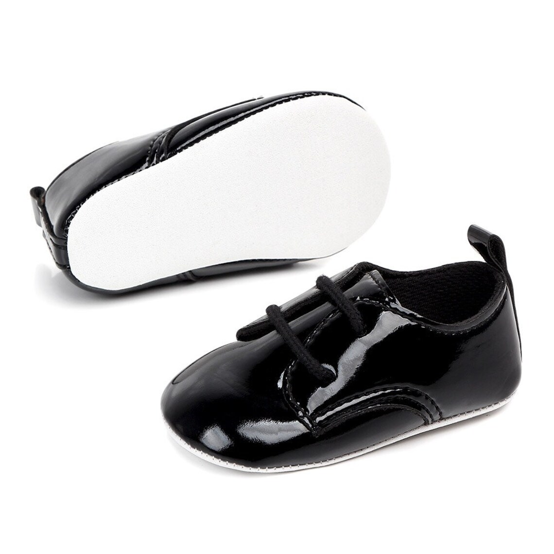 Baby Boy Black Dress Shoes Baby Boy Glossy Black Shoes Etsy