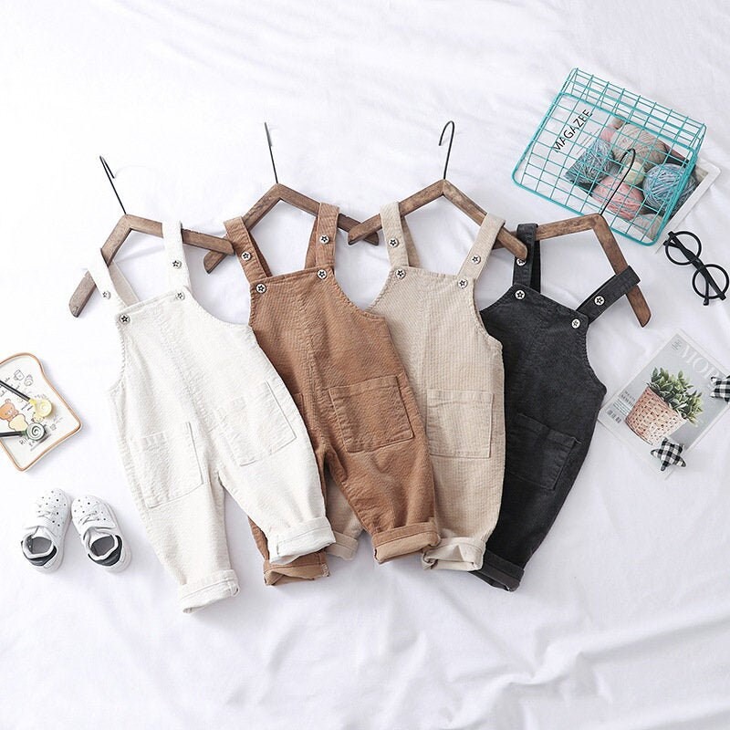 Baby Corduroy Bib Overalls | Baby Gender Neutral Cake Smash Fall Outf…