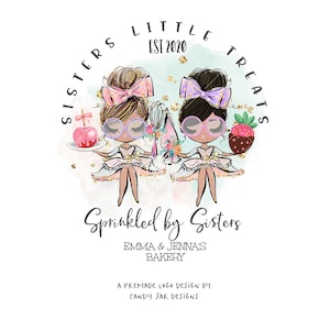 Bakery Friends Logo, Baker Besties Logo, Cake Shop, Baking Girls, Sisters Catering, Editable, Brown, Black, CJ009-08v6-mwmb-LGO-FEA