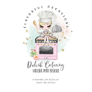 Catering Logo, Kitchen Oven Logo, Food Delivery Logo, Chef Logo, Restaurant Logo, Home Cooking, Blond, CJ009-09v1-fo-LGO-FEA