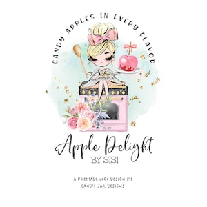 Candy Apple Bakery Logo, Candy Shop Logo, Treats Catering, Baking Logo, Pastry, Editable Business Logo, Blond, CJ009-19v1-fo-LGO-FEA