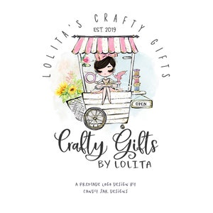 Craft Girl Logo, Crafty Girl Logo, Craft Cart Logo, Editable Craft Lady Shop Logo, Crafter Boutique, Black, CJ009-27v2-fb-LGO-FEA