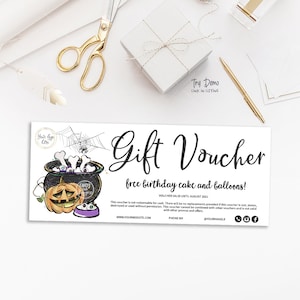 Dog Bakery Halloween Gift Voucher, Gift Card, Pet Bakery Packaging Coupon, Baking Tag, Editable Coupon, Printable, CJ223-01v1-VCH