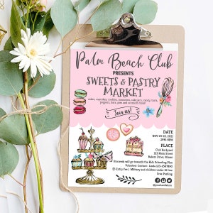 Baking Event Flyer, Editable Marketing Flyer, Fundraising, Fundraiser, Social Event, Cake Party, Printable, CJ009-07v3-fo-fw-dw-FLR
