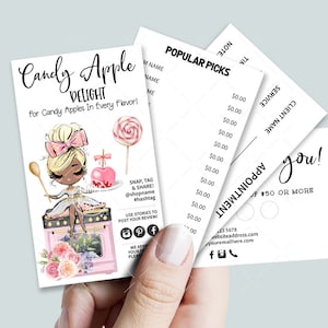 Candy Apple Baker Business Card Set, Mini Menu Card, Appointment Card, Loyalty Card, Editable, Printable, Blond, CJ009-19v1-do-BIZV-FEA