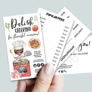 Catering Business Card Set, Mini Menu Card, Appointment Card, Loyalty Card, Editable, Printable, Brown, CJ009-09v1-dw-BIZV-FEA