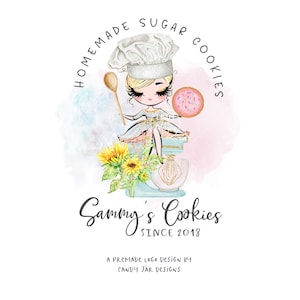 Sugar Cookie Bakery Logo, Character Logo, Cookie Catering, Cookie Baking, Cookie Branding, Editable, Blond, CJ009-02v1-fo-LGO-FEA