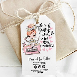 Handcrafter Thank You Hang Tag, Craft Business Hang Tag, Editable, Printable, Red, CJ009-23v1-fr-TGA-FEA