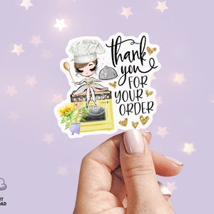 Cateringbedanksticker, kookservicelabel, restaurantverpakking, voedsellabel, bedankkaart, afdrukbaar, bruin, CJ009-09v1-fw-STKZ