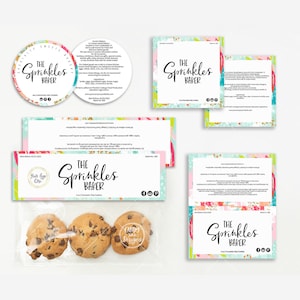 Cookie Label Set, Bag Topper, Pastry Packaging Labels, Printable Bag Topper, Ingredients Product Label, Editable, CJ059-01v1-LBLS