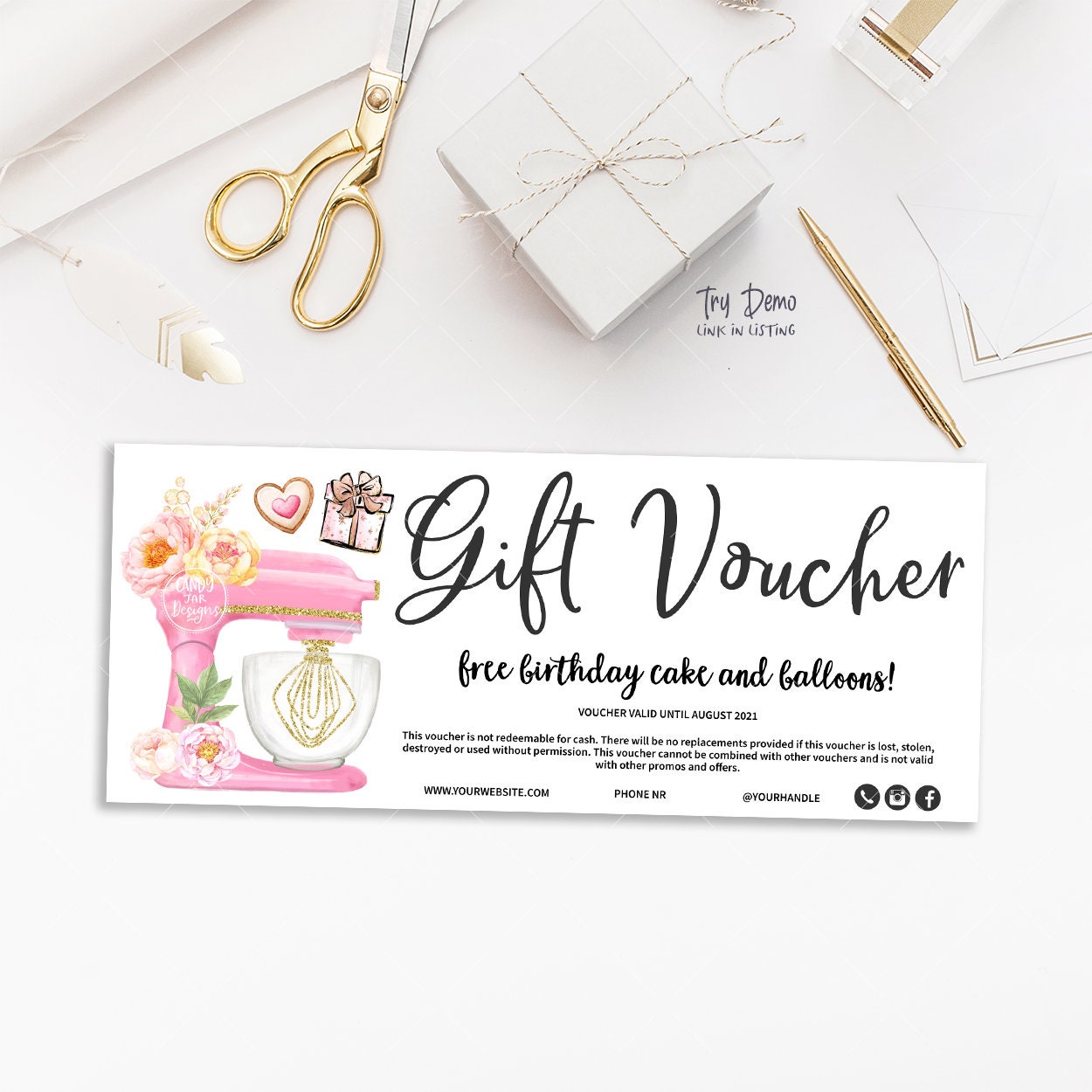 Bakery Gift Voucher Bakery Coupon Baking Gift Card Pastry Etsy