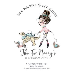 Dog Walking Logo, Pet Sitting Logo, Dog Nanny, Pet Sitter, Animal Grooming Logo, Pet Shop, Dog Spa, Brown, CJ118-01v1-fw-LGO