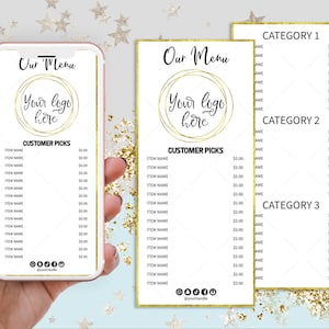Screen Price List 4 x 9&quot;, Printable, Editable, Blank Business Template, CJ100-01v1-PRCW