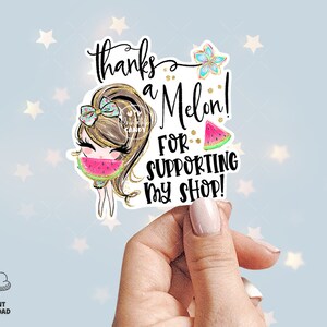 Summer Thank You Sticker, Watermelon Packaging Seal, Tropical Tag Tag, Happy Mail Labels, Cute Printable, Brown, CJ078-02v1-fw-STKZ