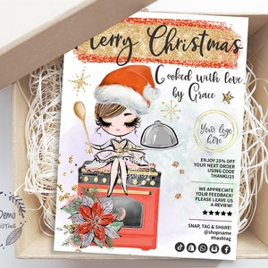 Food Catering Christmas Thank You, Holiday Catering Tag, Restaurant Packaging Insert, Printable, Editable, Brown, CJ009-09v4-fw-ISRV