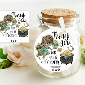 St Patricks Baking Sticker, Bakery Girl Thank You Tag, Packaging, Printable Card, Editable Business Tag, Brown, CJ080-02v1-dw-TGX