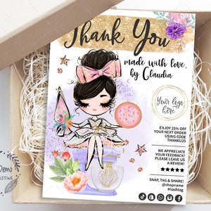 Baking Thank You Insert Card, Cookie Bakery Business Thank You Card, Packaging, Editable, Printable, Black, CJ009-02v3-fb-ISRV-FEA