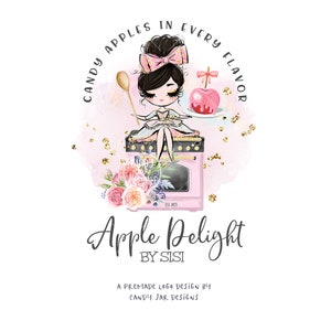 Candy Apple Bakery Logo, Candy Shop Logo, Editable Catering Logo, Character Logo, Candy Maker Logo, Black, CJ009-19v1-fb-LGO-FEA