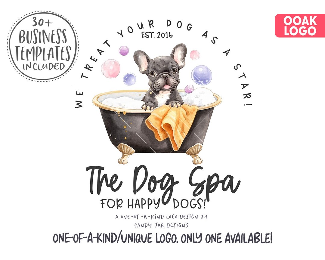 French Bulldog Grooming Logo Kit Pet Groomer Logo Dog Spa Etsy
