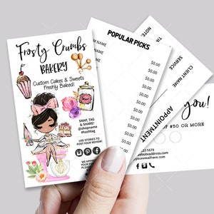 Bakery Business Card Set, Mini Menu Card, Appointment Card, Loyalty Card, Editable, Printable, Black, CJ009-11v1-mb-BIZV-FEA
