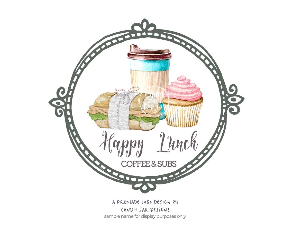 Coffee Sandwich Logo Lunch Cafe Logo Coffee Shop Logo Etsy