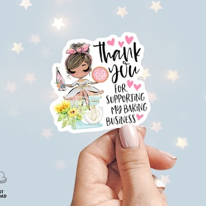 Sugar Cookie Baker Thank You Sticker, Cookie Baking Stickers, Bakery Shop, Cookie Packaging, Printable, Brown, CJ010-01v1-mw-STKZ