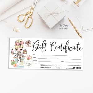 Bakery Gift Certificate, Bakery Coupon, Baking Card, Pastry Shop, Sweets Insert, Printable, Editable, Blond, CJ009-11v1-fo-CRT-FEA