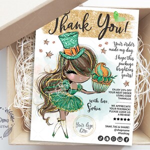DIY St Patricks Baking Insert, Bakery Girl Thank You Tag, Bakery Packaging, Printable Card, Editable Business Tag, Brown, CJ080-02v1-dw-ISRV