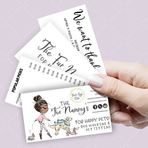 Dog Walking Business Card Set, Mini Menu Card, Appointment Card, Loyalty Card, Editable, Printable, Brown, CJ118-01v1-dw-BIZH