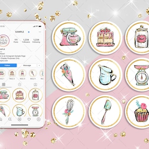 Copertine di evidenziazione di Instagram Baking, storie di Instagram Bakery, tema di pasticceria, modificabile, CJ009-07v3-fo-fw-dw-IGM
