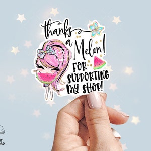 Summer Thank You Sticker, Watermelon Packaging Seal, Tropical Sticker Tag, Happy Mail Labels, Cute Printable, Pink, CJ078-02v1-fp-STKZ