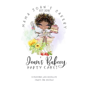 Sweets Bakery Logo, Kitchen Mixer Logo, Cake Catering, Baking Logo, Pastry Logo, Curly Girl, Editable, Brown, CJ233-06v1-dw-LGO-FEA