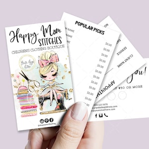 Sewing Business Card Set, Mini Menu Card, Appointment Card, Loyalty Card, Editable, Printable, Blond, CJ009-21v1-fo-BIZV