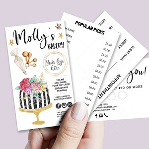 Bakery Business Card Set, Mini Menu Card, Appointment Card, Loyalty Card, Editable, Printable, Black, CJ048-01v1-BIZV
