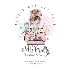 Handcrafter Logo, Craft Girl Logo, Crafter Lady Logo, Editable Craft Shop Logo, Coffee Business, Brown, CJ009-23v3-fw-LGO-FEA