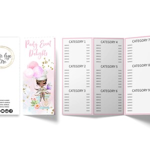 Bakery Price List, Tri-Fold Party Events Price Menu Card, Editable, Printable, Brown, CJ009-01v2-dw-PRCT-FEA