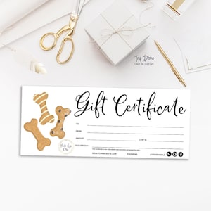 Dog Business Gift Certificate, Bakery Coupon, Cookie Gift Card, Pet Cookie Gift, Add Logo, Printable Template, CJ004-01v1-CRT