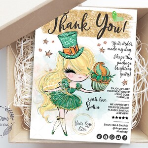St Patricks Baking Insert, Bakery Girl Thank You Tag, Bakery Packaging, Printable Card, Editable Business Tag, Blond, CJ080-02v1-fo-ISRV