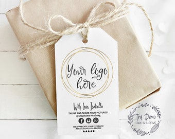 Business Thank You Tag 2 x 3.5&quot;, Printable, Editable, Blank Business Template, CJ100-01v1-TGA