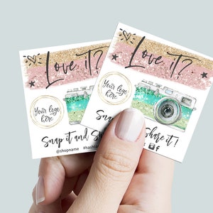 Snap Share Review Insert Card Template, Social Sharing, Packaging Insert, Marketing Tags, Add Logo, Printable Template, CJ053-01v1-ISRQ